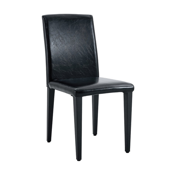 English Elm Four Black Pu Leather Dining Chairs with Steel Legs for Modern Industrial Kitchens W1151P372919