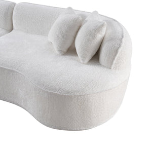 English Elm Modern Boucle Oversized L-shaped Sectional Sofa with Sculptural Curved Silhouette White W5515S00001