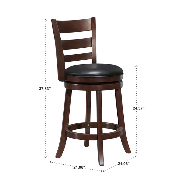 Jaxon Ladder Back Swivel Counter Stool Solid Rubberwood Frame Cushioned Kitchen Bar