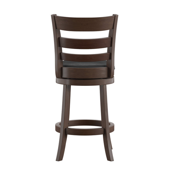 Jaxon Ladder Back Swivel Counter Stool Solid Rubberwood Frame Cushioned Kitchen Bar