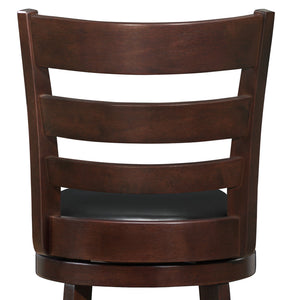 Jaxon Ladder Back Swivel Counter Stool Solid Rubberwood Frame Cushioned Kitchen Bar