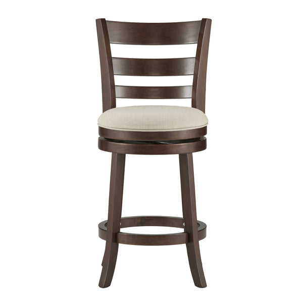 Jaxon Ladder Back Swivel Counter Stool Solid Rubberwood Frame Cushioned Kitchen Bar