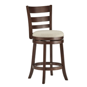 Jaxon Ladder Back Swivel Counter Stool Solid Rubberwood Frame Cushioned Kitchen Bar