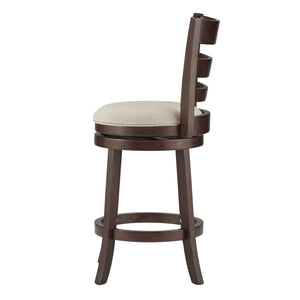 Jaxon Ladder Back Swivel Counter Stool Solid Rubberwood Frame Cushioned Kitchen Bar