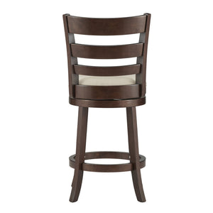Jaxon Ladder Back Swivel Counter Stool Solid Rubberwood Frame Cushioned Kitchen Bar