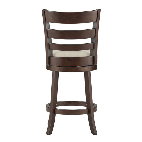 Jaxon Ladder Back Swivel Counter Stool Solid Rubberwood Frame Cushioned Kitchen Bar
