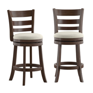 Jaxon Ladder Back Swivel Counter Stool Solid Rubberwood Frame Cushioned Kitchen Bar