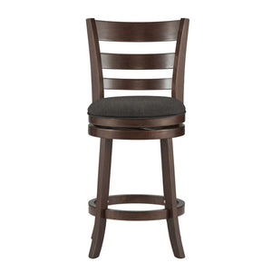 Jaxon Ladder Back Swivel Counter Stool Solid Rubberwood Frame Cushioned Kitchen Bar