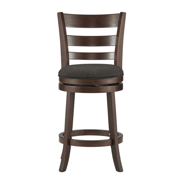 Jaxon Ladder Back Swivel Counter Stool Solid Rubberwood Frame Cushioned Kitchen Bar