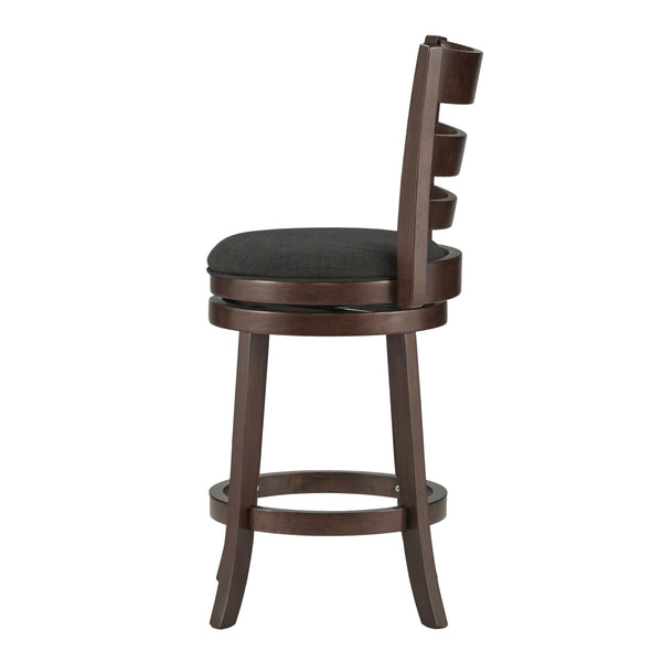 Jaxon Ladder Back Swivel Counter Stool Solid Rubberwood Frame Cushioned Kitchen Bar