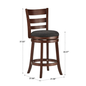 Jaxon Ladder Back Swivel Counter Stool Solid Rubberwood Frame Cushioned Kitchen Bar