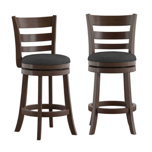 Jaxon Ladder Back Swivel Counter Stool Solid Rubberwood Frame Cushioned Kitchen Bar