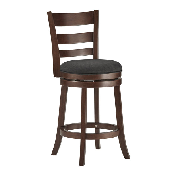 Jaxon Ladder Back Swivel Counter Stool Solid Rubberwood Frame Cushioned Kitchen Bar