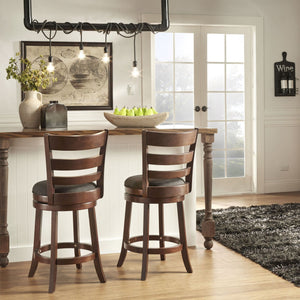 Jaxon Ladder Back Swivel Counter Stool Solid Rubberwood Frame Cushioned Kitchen Bar
