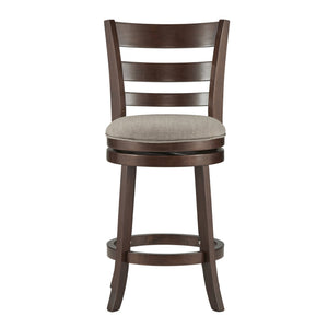 Jaxon Ladder Back Swivel Counter Stool Solid Rubberwood Frame Cushioned Kitchen Bar