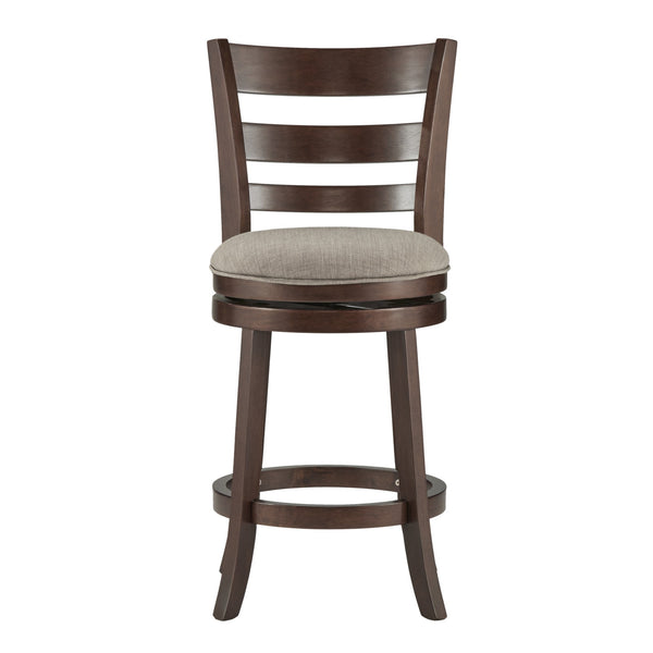 Jaxon Ladder Back Swivel Counter Stool Solid Rubberwood Frame Cushioned Kitchen Bar