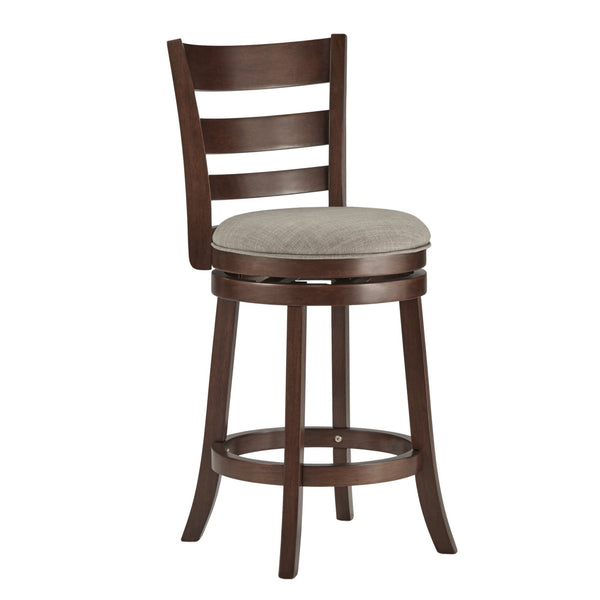 Jaxon Ladder Back Swivel Counter Stool Solid Rubberwood Frame Cushioned Kitchen Bar
