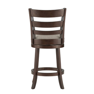 Jaxon Ladder Back Swivel Counter Stool Solid Rubberwood Frame Cushioned Kitchen Bar