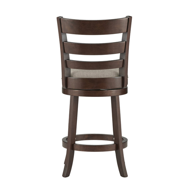 Jaxon Ladder Back Swivel Counter Stool Solid Rubberwood Frame Cushioned Kitchen Bar