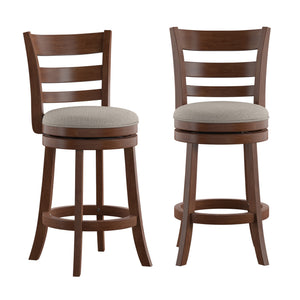 Jaxon Ladder Back Swivel Counter Stool Solid Rubberwood Frame Cushioned Kitchen Bar