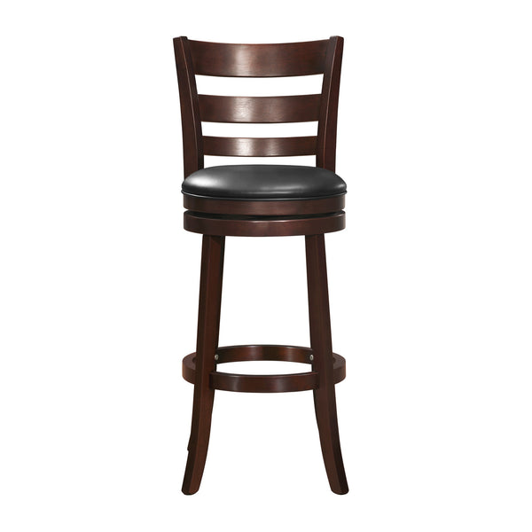 Homelegance Jaxon Swivel Barstool Rubberwood Ladder Back with Cushioned Seat for Kitchen Seating Dark Cherry / Black 090DC-29BKPU