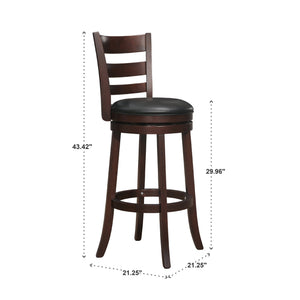 Jaxon Swivel Barstool Rubberwood Ladder Back with Cushioned Seat for Kitchen Seating