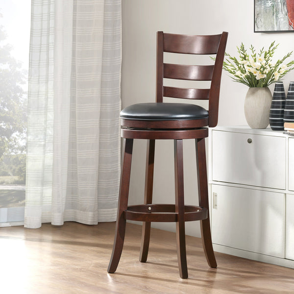 Jaxon Swivel Barstool Rubberwood Ladder Back with Cushioned Seat for Kitchen Seating
