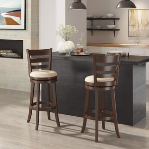Jaxon Swivel Barstool Rubberwood Ladder Back with Cushioned Seat for Kitchen Seating