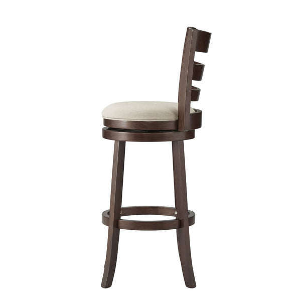 Jaxon Swivel Barstool Rubberwood Ladder Back with Cushioned Seat for Kitchen Seating