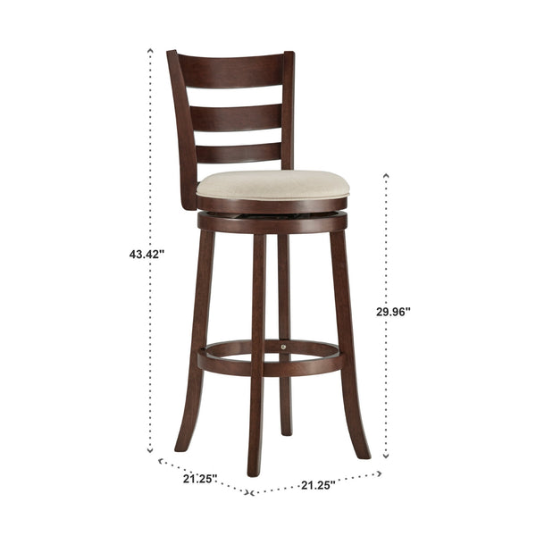 Jaxon Swivel Barstool Rubberwood Ladder Back with Cushioned Seat for Kitchen Seating