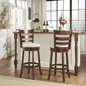 Jaxon Swivel Barstool Rubberwood Ladder Back with Cushioned Seat for Kitchen Seating