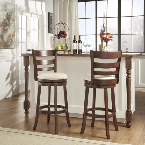 Jaxon Swivel Barstool Rubberwood Ladder Back with Cushioned Seat for Kitchen Seating
