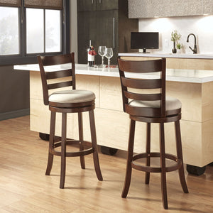 Jaxon Swivel Barstool Rubberwood Ladder Back with Cushioned Seat for Kitchen Seating