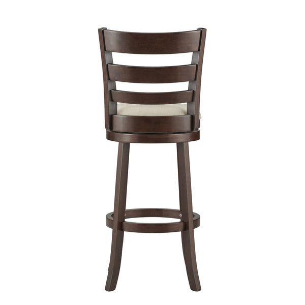 Jaxon Swivel Barstool Rubberwood Ladder Back with Cushioned Seat for Kitchen Seating