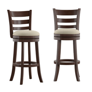 Jaxon Swivel Barstool Rubberwood Ladder Back with Cushioned Seat for Kitchen Seating