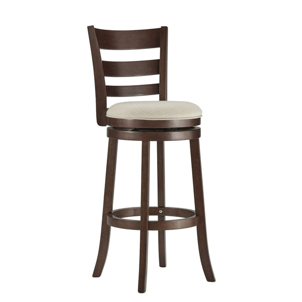 Jaxon Swivel Barstool Rubberwood Ladder Back with Cushioned Seat for Kitchen Seating