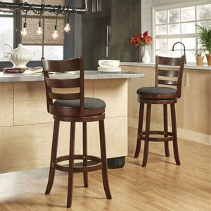 Jaxon Swivel Barstool Rubberwood Ladder Back with Cushioned Seat for Kitchen Seating