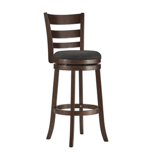 Jaxon Swivel Barstool Rubberwood Ladder Back with Cushioned Seat for Kitchen Seating