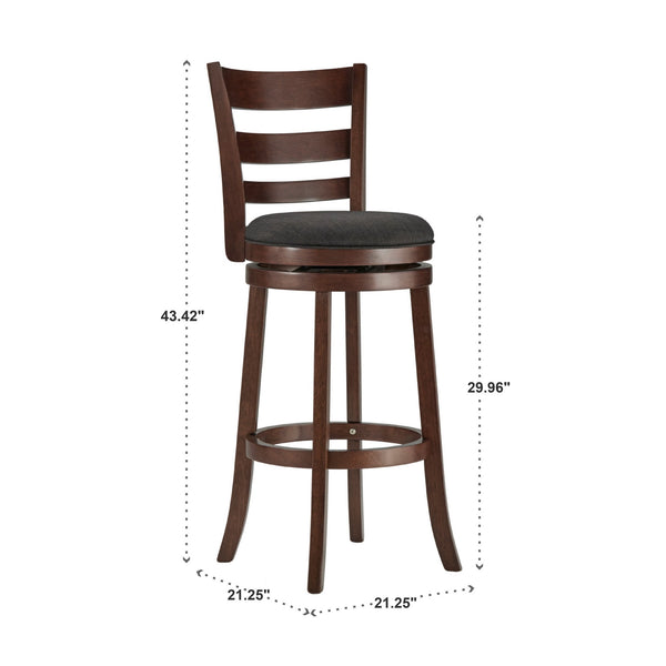 Jaxon Swivel Barstool Rubberwood Ladder Back with Cushioned Seat for Kitchen Seating