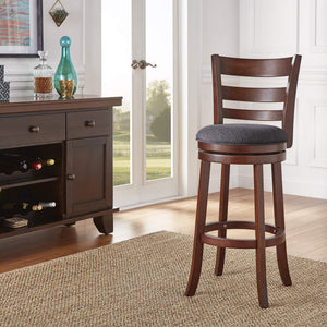 Jaxon Swivel Barstool Rubberwood Ladder Back with Cushioned Seat for Kitchen Seating