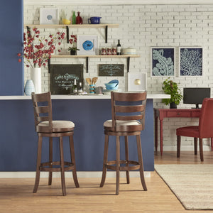 Jaxon Swivel Barstool Rubberwood Ladder Back with Cushioned Seat for Kitchen Seating