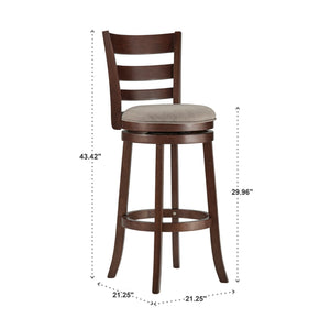 Jaxon Swivel Barstool Rubberwood Ladder Back with Cushioned Seat for Kitchen Seating