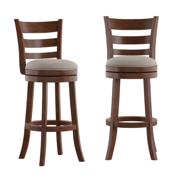 Jaxon Swivel Barstool Rubberwood Ladder Back with Cushioned Seat for Kitchen Seating