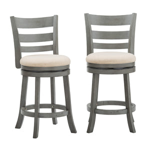 Jaxen Ladder Back Swivel Counter Stool Rubberwood for Kitchen Bar Seating