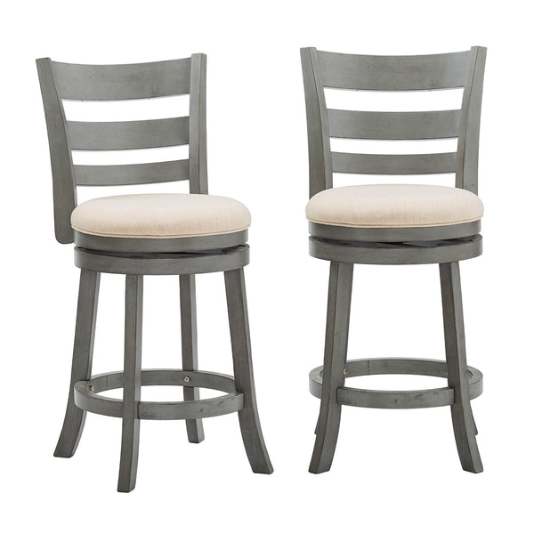 Jaxen Ladder Back Swivel Counter Stool Rubberwood for Kitchen Bar Seating