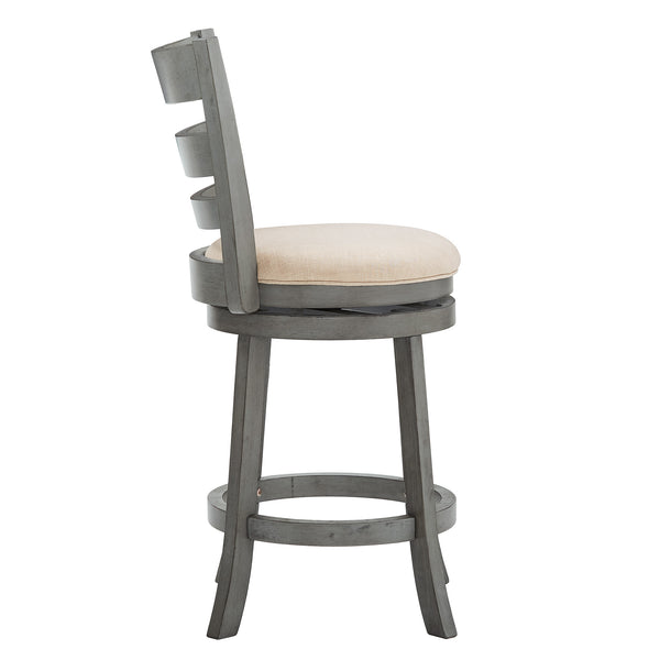 Jaxen Ladder Back Swivel Counter Stool Rubberwood for Kitchen Bar Seating