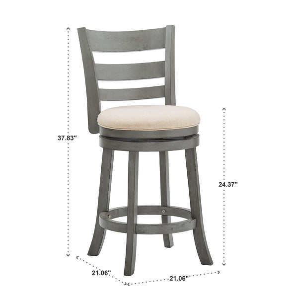 Jaxen Ladder Back Swivel Counter Stool Rubberwood for Kitchen Bar Seating