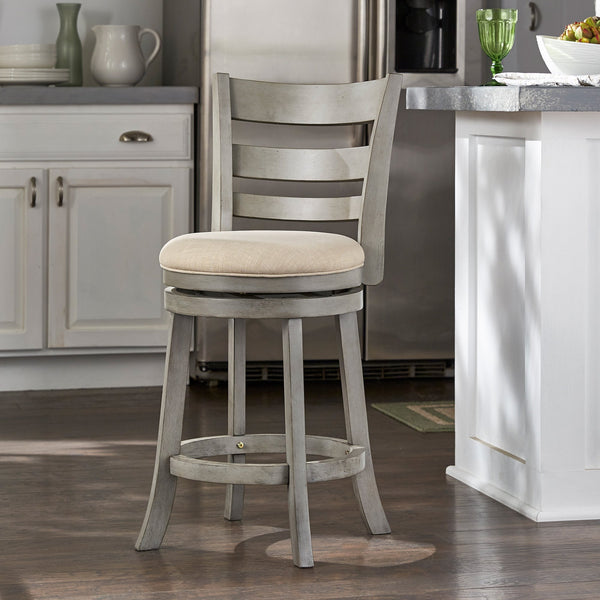 Jaxen Ladder Back Swivel Counter Stool Rubberwood for Kitchen Bar Seating