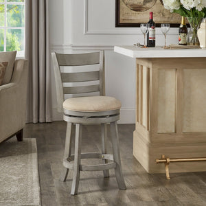 Jaxen Ladder Back Swivel Counter Stool Rubberwood for Kitchen Bar Seating