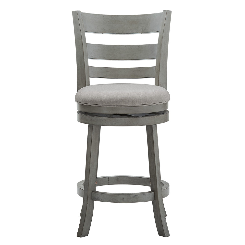 Homelegance Jaxen Ladder Back Swivel Counter Stool Rubberwood for Kitchen Bar Seating Antique Grey / Grey 090GA-24GL